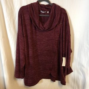 Notations Burgundy cowl neck stretch sweater 3x